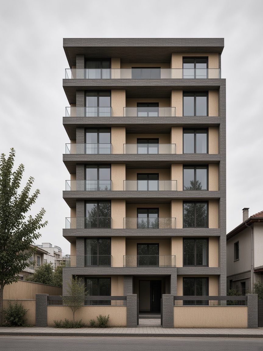 Yedi sekiz katlı modern apartman